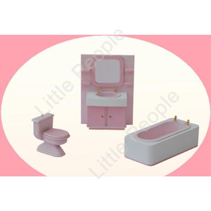 Dollhouse Bathroom Suite Pink 1:12th Scale