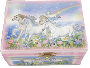 Music Jewel Box Horses Rainbow