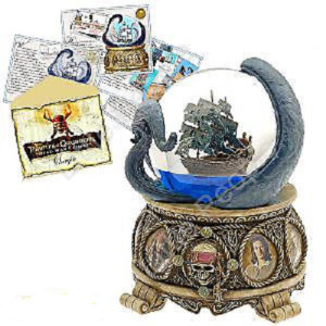 Walt Disney Pirates Of The Caribbean Musical Snow Globe Black Pearl Octopus
