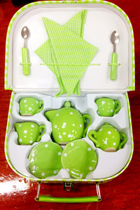 Just For Tea Green 13 Piece Porcelain Girls Pretend Play Tea Set