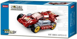 Sluban Compatible Building Blocks Power Bricks: Fast Red Pull Back Car - 48pcs