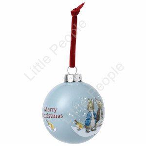 Beatrix Potter A29524 Peter and Benjamins Snowball Fight Christmas Bauble 