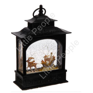 RAZ Reindeer and animals in Sleigh Christmas Water Snow Glitter Globe Lantern