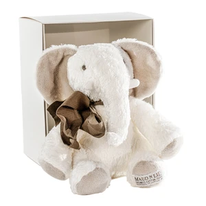Organic Elephant Fluffy Soft Toy - Gift Boxed - White