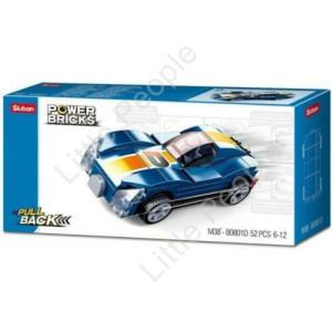 Sluban Compatible Building Blocks Power Bricks Pull Back Car -Blue Monster