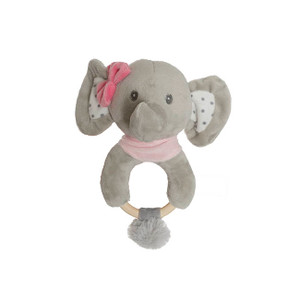 Jungle Elephant Ring Rattle Grey (18cmHT)