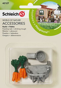 SCHLEICH 42127 AccessoriesHorse Feeding Rack Drinking Trough Carrots