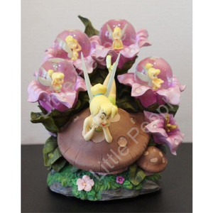 Tinker Bell on Toadstool Snowglobe Figurine Disney Rare Please check photos
