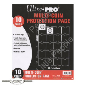 10 X Pages Ultra Pro Coin Pages 20 Pockets For Album Folder Double Thumb Cuts