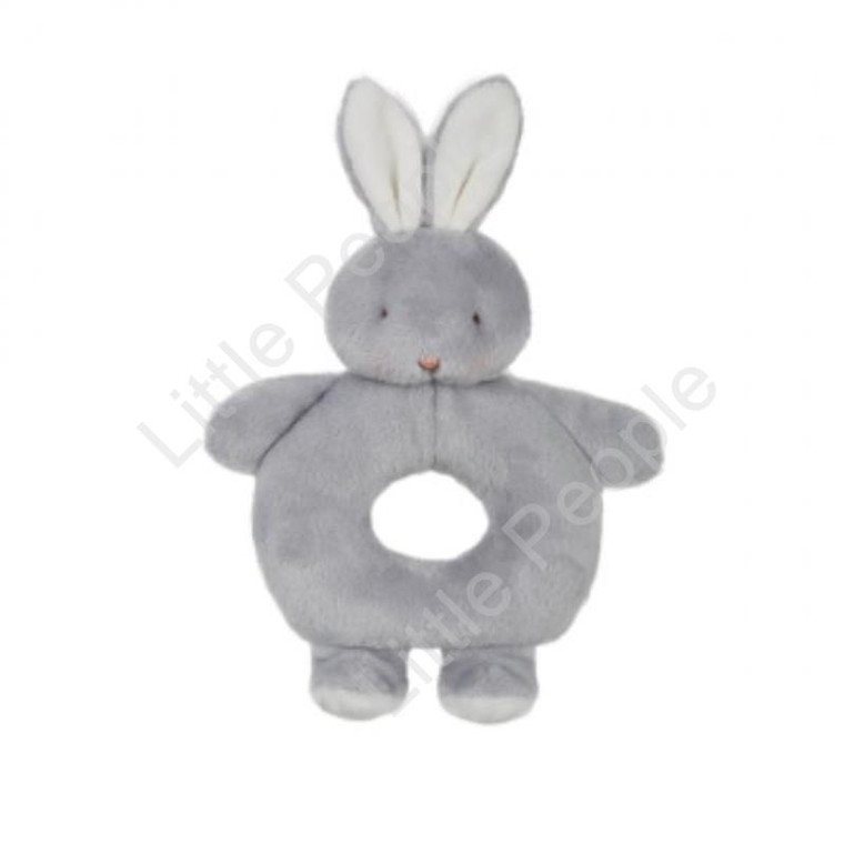 Bunnies By The Bay - Bunny Ring Rattle Gray New Baby Toy