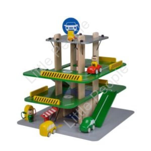 wooden car park building that is built by using tensile elastic cord