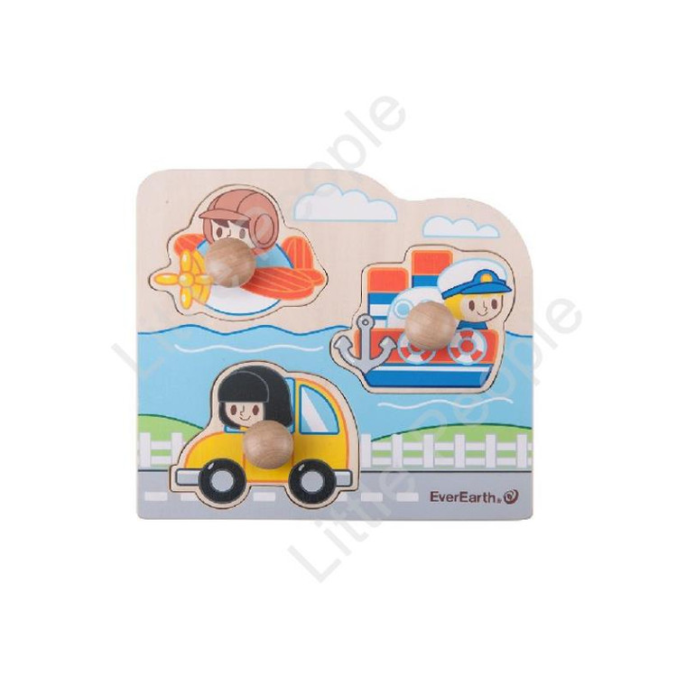 EverEarth Peg Vehicle Puzzle Kids Pretend Play Eco-Friendly