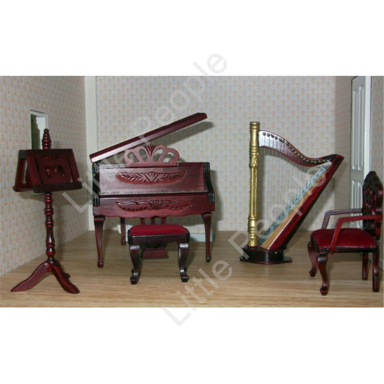 Dollhouse Hand Made Music Room 1:12th Scale Wooden Furniture Set