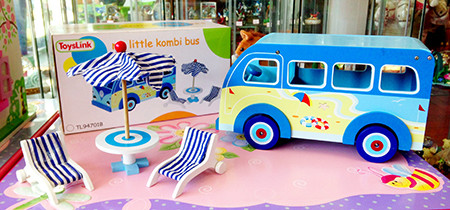 Wooden My Little Kombi Bus Blue Combi Van Beach Party Transport Pretend Play
