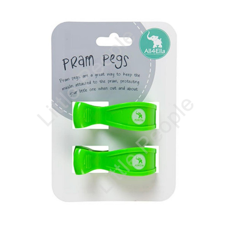 All 4 Ella 2 Pack Pram Pegs- Green Fluro Gift Idea