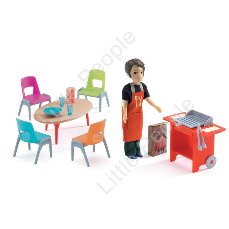 Djeco Modern Doll House - Barbeque And Accessories