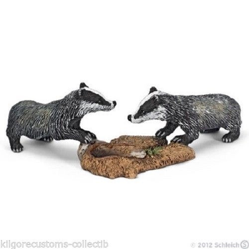 Schleich - Badger Cubs Pair Figurine Figure Farm Animal Toy