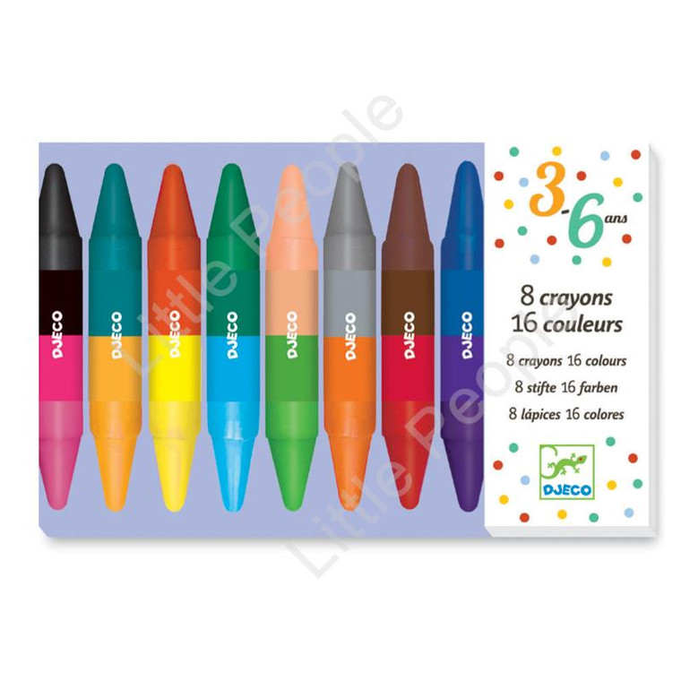 Djeco Twins Crayons 8 double-sided crayons