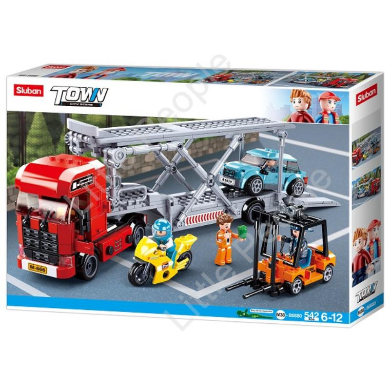 Sluban Compatible - TOWN CAR TRANSPORTER 542 PCS Transporter  33CM