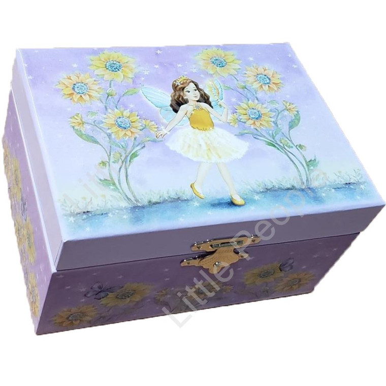 Music Jewel Box Rectangle Fairy Sunflowers Tune Swan Lake