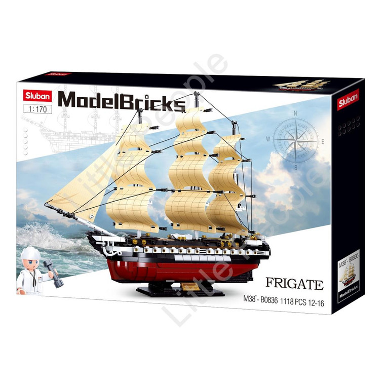 Sluban Compatible - USS CONSTITUTION IX-21 FRIGATE SCALE 1:170 1118 PCS