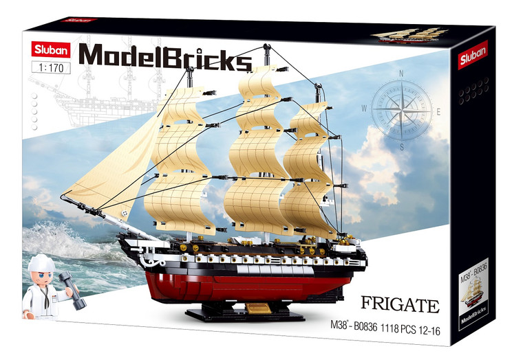 Sluban Compatible - USS CONSTITUTION IX-21 FRIGATE SCALE 1:170 1118 PCS