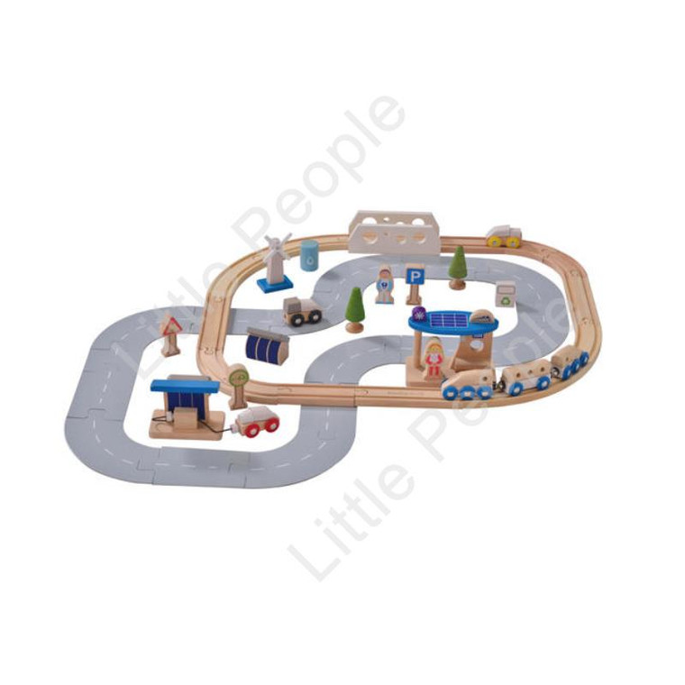 EverEarth Eco City Train Set 50 Piece Kids Pretend Play Eco-Friendly