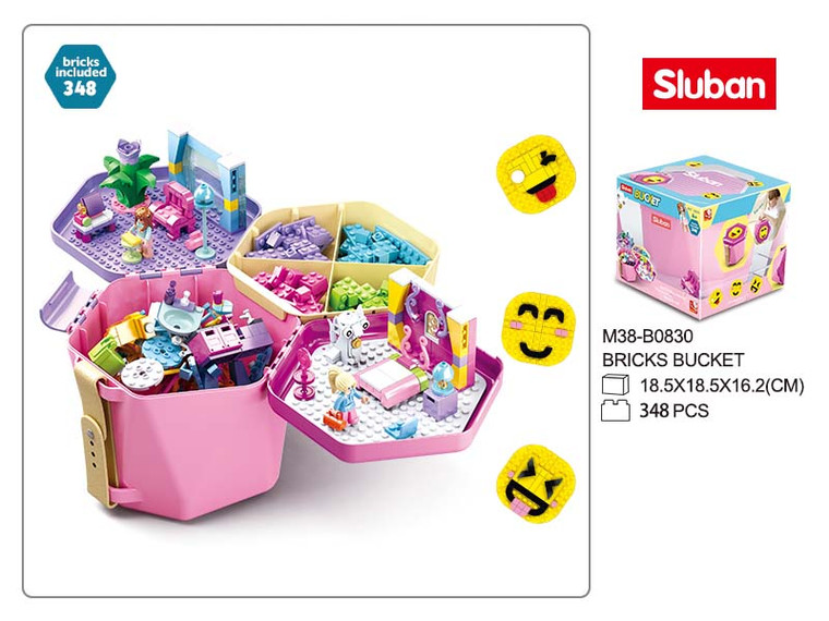 Sluban Compatible - Bucket Bricks Pink