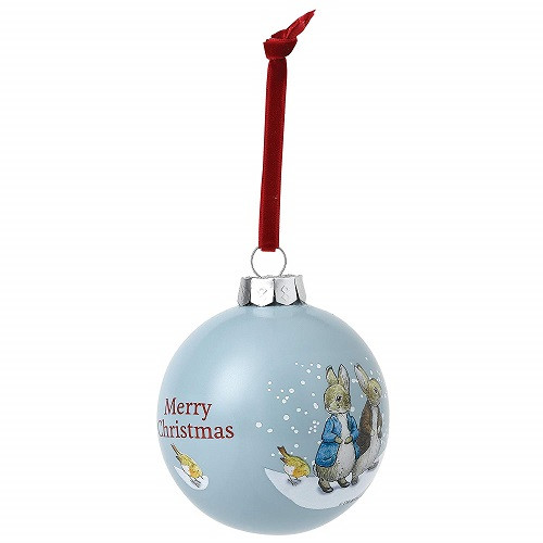 Beatrix Potter A29524 Peter and Benjamins Snowball Fight Christmas Bauble 