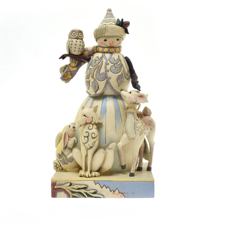 Jim Shore Heartwood Creek Woodland Snowman with Animals 24cm Rare
