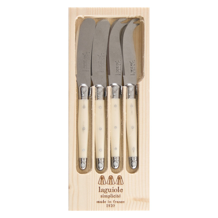 Jean Dubost Laguiole Simplicite Ivory - 4pc Mini Cheese & Pate Set 1.2mm
