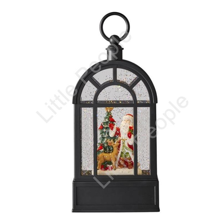 RAZ Holiday Lit Santa & Deer with Tree Musical Lantern