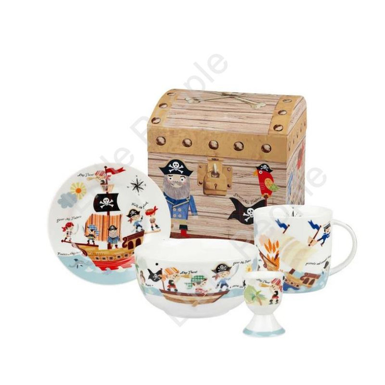 Little Rhymes Pirates of the Seven Seas 4-Piece China Set Retired Rare BNIB