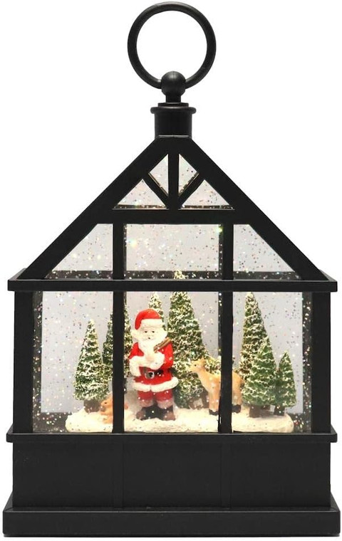 Santa Cuts Down A Tree Lighted Water Greenhouse 9.5 Inch - 4216918