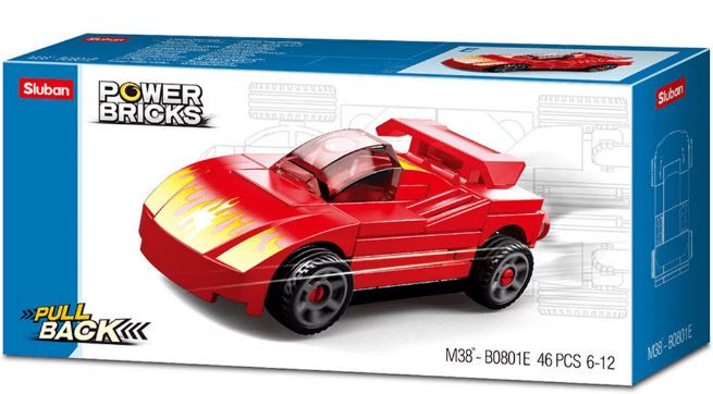 Sluban Compatible Building Blocks Power Bricks Pull Back Car - Red Furious