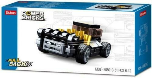 Sluban Compatible Building Blocks Power Bricks Pull Back Car -Black Mod Rod
