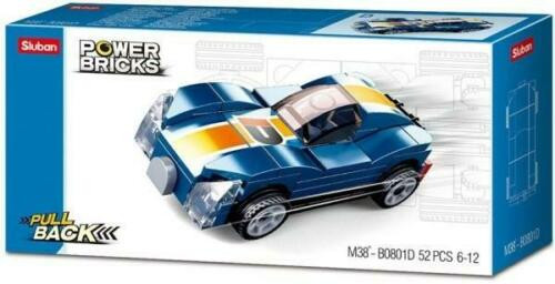 Sluban Compatible Building Blocks Power Bricks Pull Back Car -Blue Monster