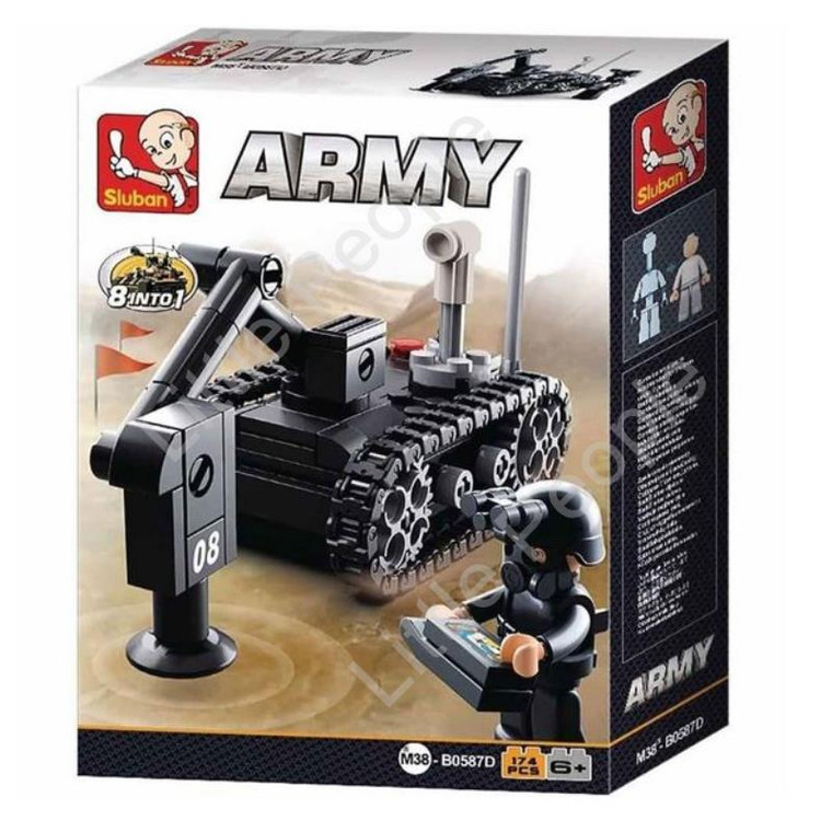 Sluban Army Mine detector tracked vehicle B0587D 164 pieces
