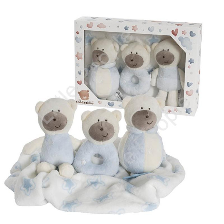 Baby Boy Gift Set Accessories & Star Blanket Blue (35x25x6cm)