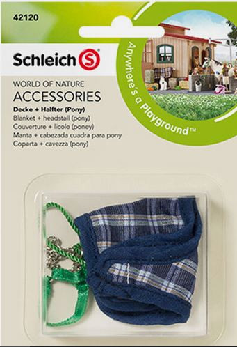 SCHLEICH 42120 Accessories - Equestrian PONY Plaid Blanket & Headstall
