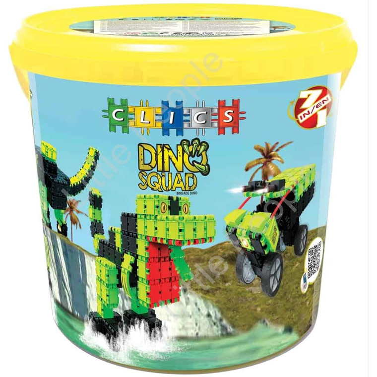 Clics Dino Squad Drum | 7-in-1 Building Blocks