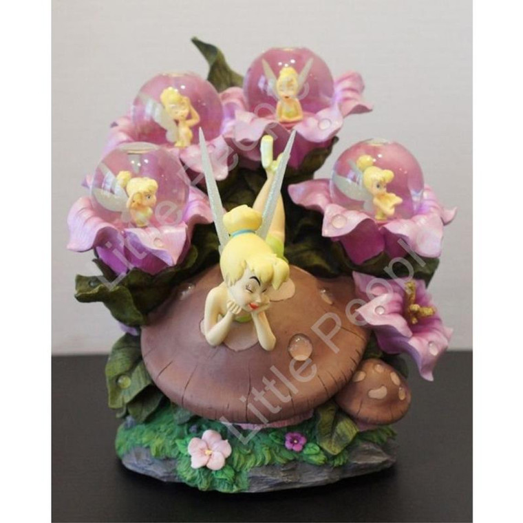 Tinker Bell on Toadstool Snowglobe Figurine Disney Rare Please check photos
