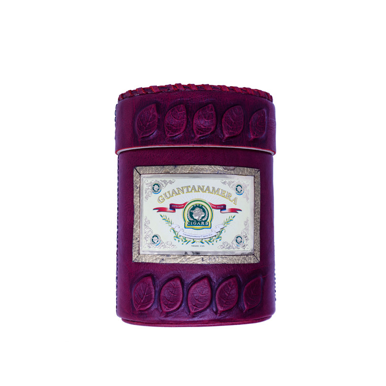 Guantanamera Red Leather Portable Travel Humidor with hygrometer Guantanamera Red Leather Portable Travel Humidor with hygrometer