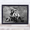In Dreams B&W Suitcase Bag Kids Children People Dog Pet Hat Wall Art Print