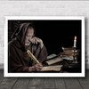 Last Rites Religious Monk Rosary Books Candle Light Old Man Wall Art Print