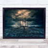 Thacactre Creative Edit Edited Girl Lights Clouds Sky Grass Wall Art Print