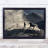 The Horseman Horse Smoke Dust Person Animal Action Hill Top Wall Art Print