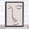 Closed Eyes Face Illustration Line Art Lines Simple Simplicity Wall Print