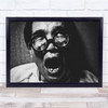 Poses Glasses Scream Cry Mouth B&W Man Portrait Pain Agony Wall Art Print