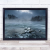 Frosty Morning At The River Snow Ice Fog Winter Landscape Wall Art Print